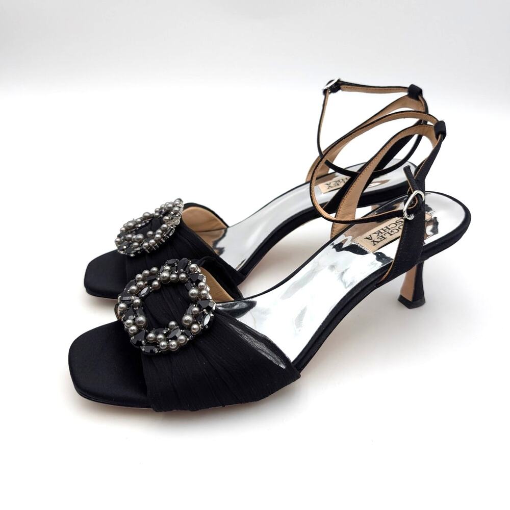 Badgley Mischka Nimah Ankle Strap Sandal Women's Black/Silver Size US9
